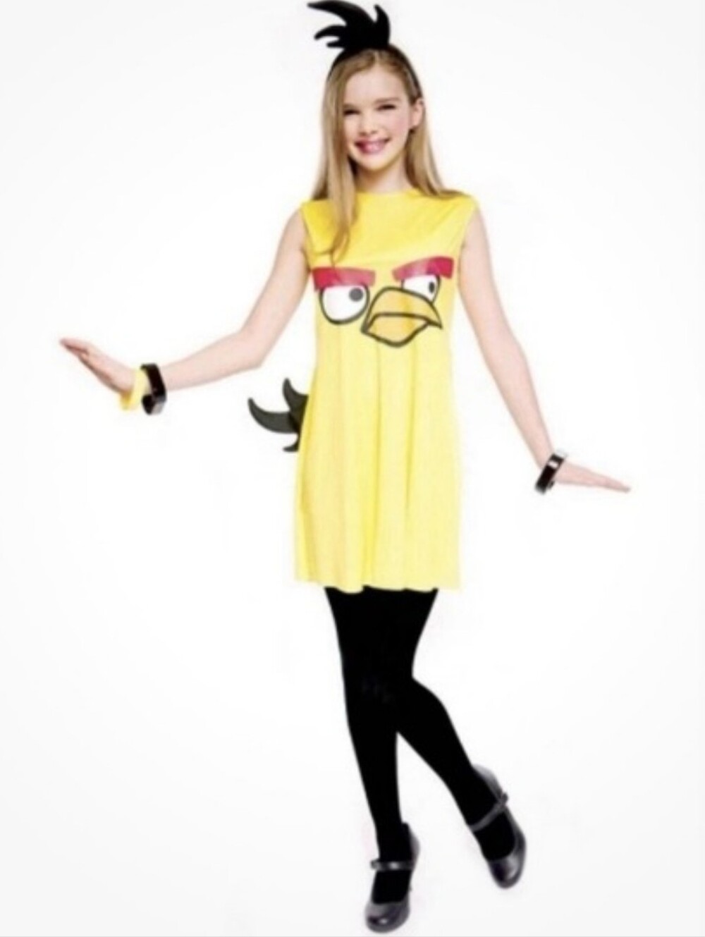Angry Birds Yellow Bird Girls Costume Size 14/16 Dress Headpiece Halloween